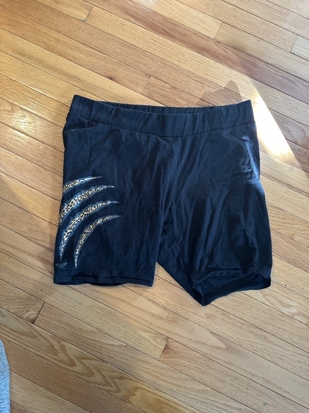 torrid Black Bike Shorts with Leopard Claw Accent Wonder Woman